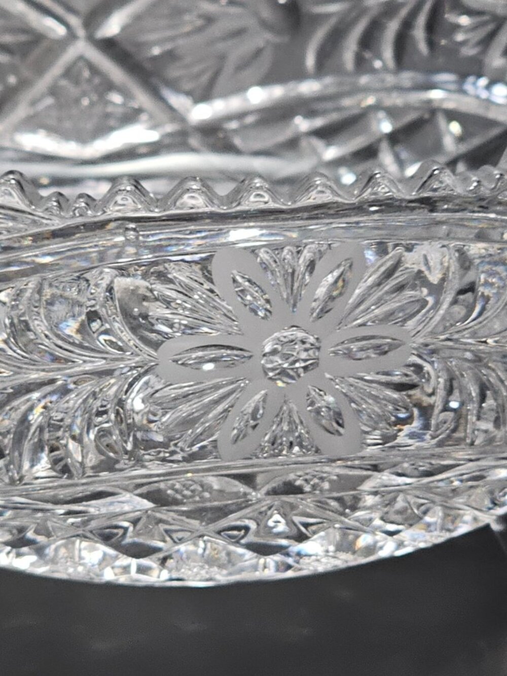 Anna Hutte Cut Glass Bowl vintage West Germany Lead Crystal footed Centerpiece - Picture 3 of 10